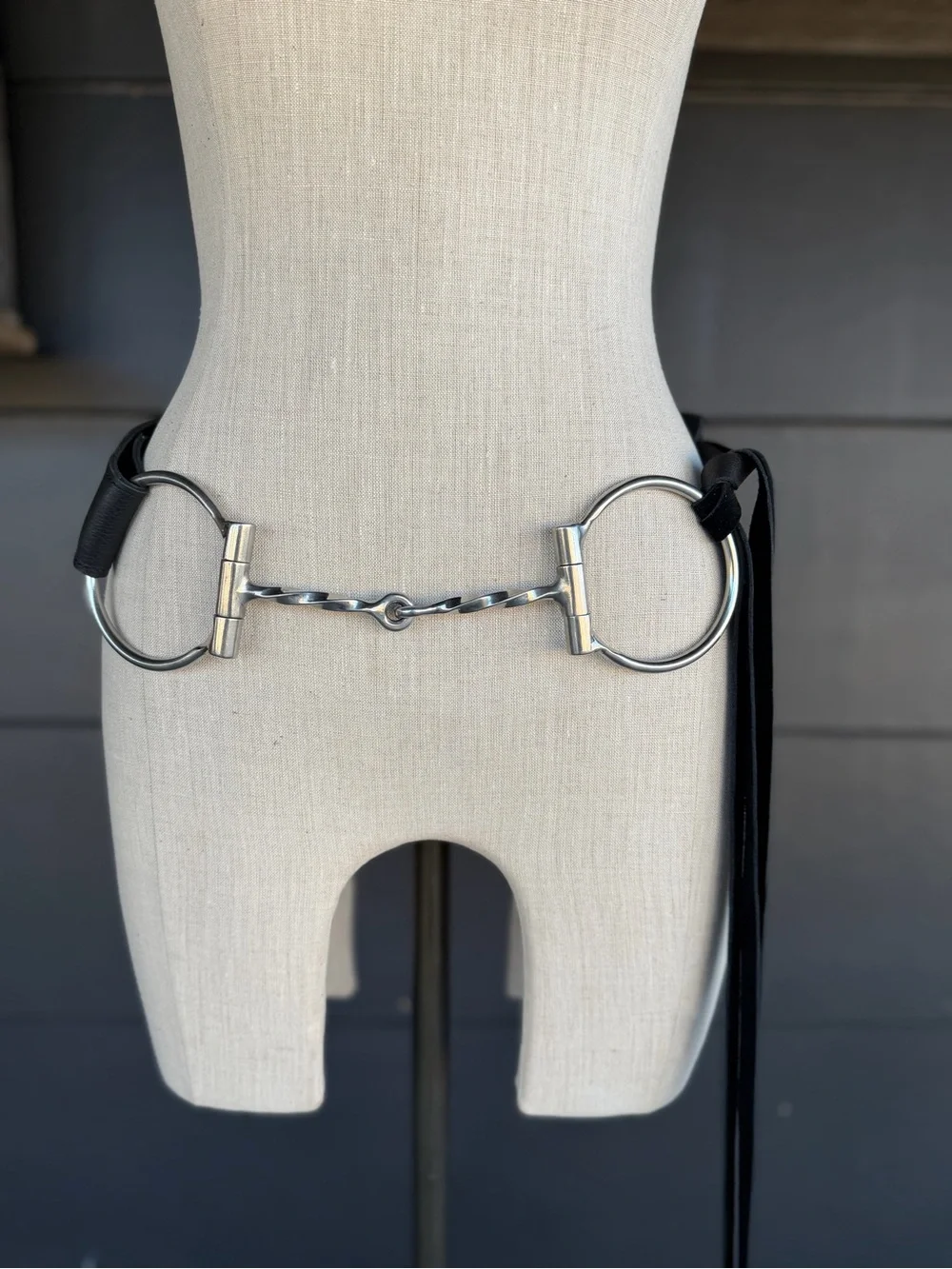 The Mojave Horse Bit BlackLeather Tassel Belt Handmade by Dirty Mojave Leather